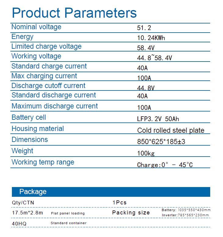 Wall Mounted deep cycle lithium batteries 51.2v 200ah